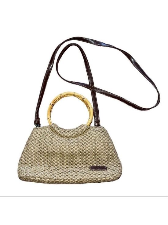 Rosetti Handbags - Rosetti | Cream Crocheted Purse with Bamboo handles